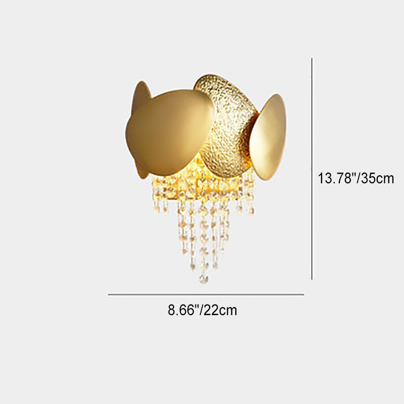 Applique murale contemporaine de luxe en cristal de fer à deux lumières de forme ovale irrégulière pour salon 
