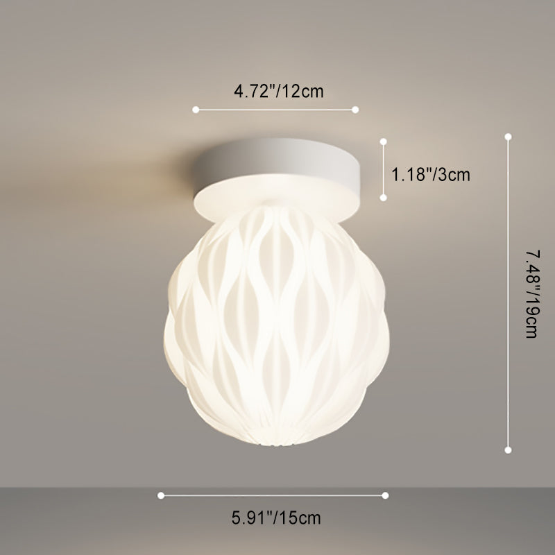 Design moderne minimaliste en fer avec ananas PE, plafonnier semi-encastré à 1 lumière pour salon 
