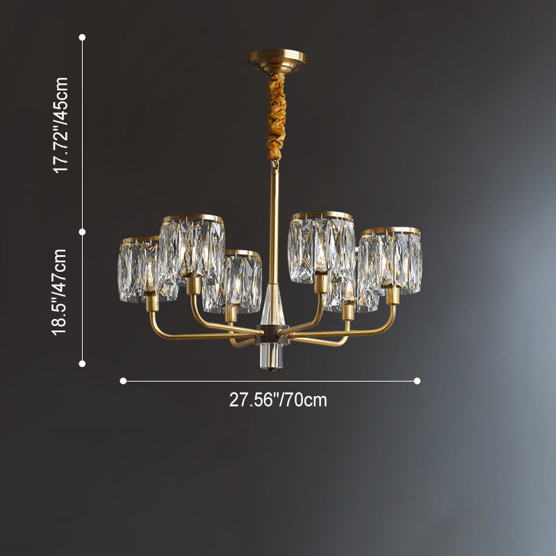 Lustre en cristal de cuivre de luxe contemporain avec 6/8/10/15/21 lumières pour chambre 