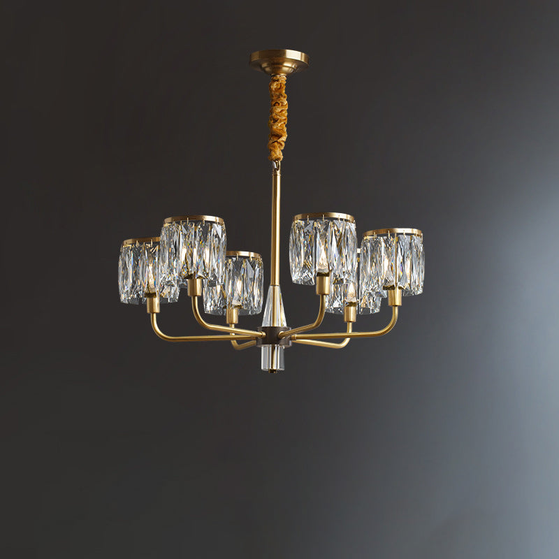 Lustre en cristal de cuivre de luxe contemporain avec 6/8/10/15/21 lumières pour chambre 