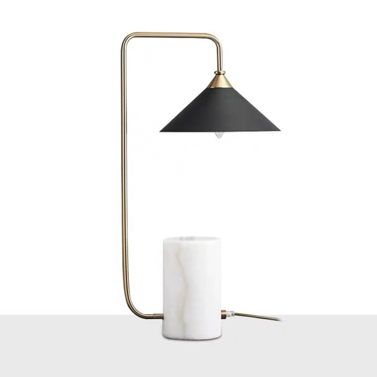 Lámpara de Mesa de 1 Luz de Columna Minimalista Moderna de Mármol y Hierro 