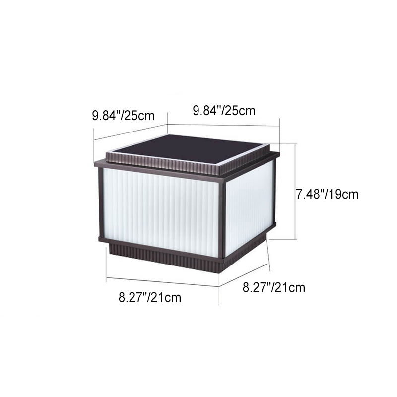 Moderno Minimalista Solar Rectangular de Aluminio Vidrio 1-Luz Poste Cabeza Luz Para Patio Exterior 