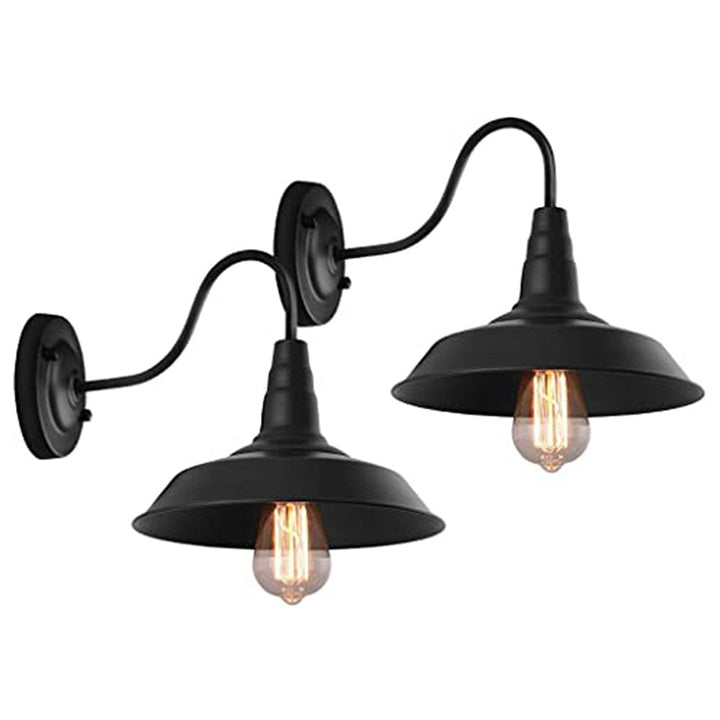 Traditional Vintage Iron Round Shade 1-Light Wall Sconce Lamp For Dining Room