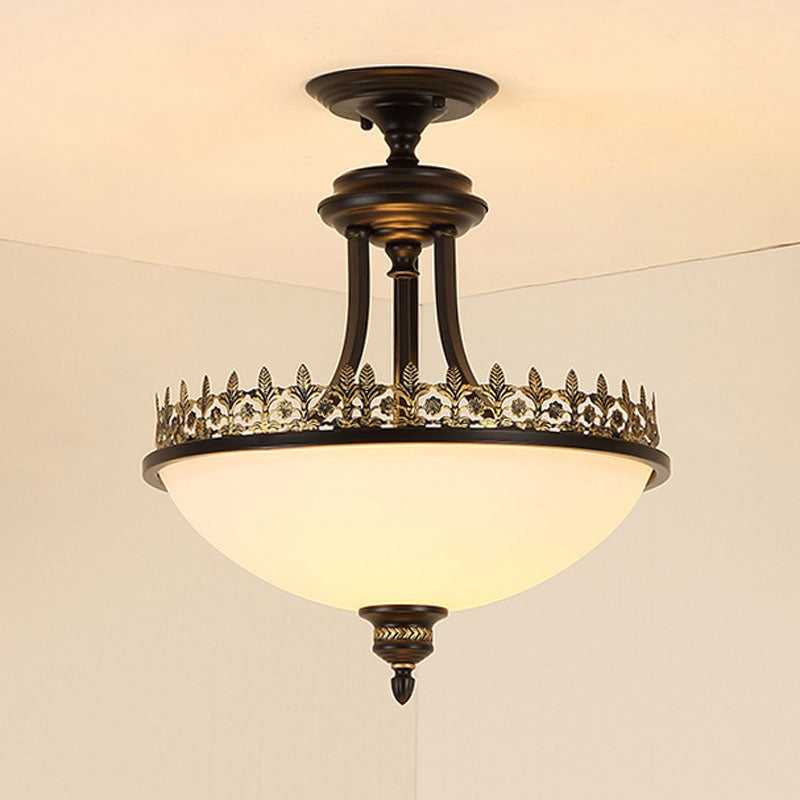 Nordic Retro Dome Glas 3-Licht Halbeinbau-Deckenleuchte 