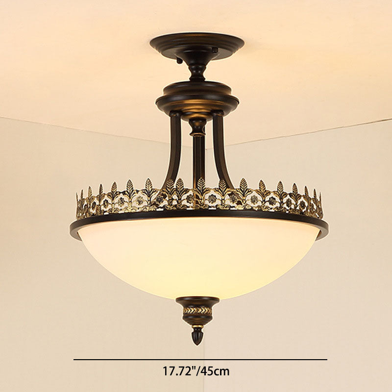 Nordic Retro Dome Glas 3-Licht Halbeinbau-Deckenleuchte 