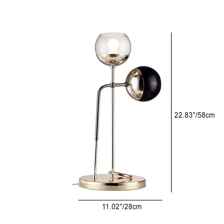Moderne Art Deco Orb Hardware Glas 2-Licht Tischlampe für Schlafzimmer 