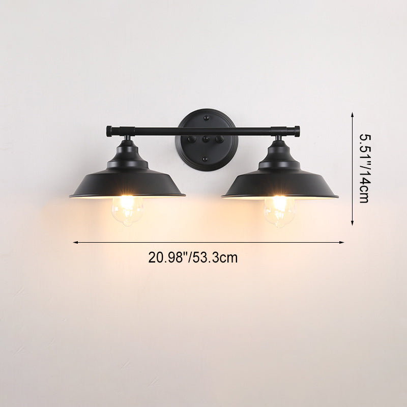 Zeitgenössische industrielle runde Eisen 2/3 Licht Wandleuchte Lampe für Badezimmer 