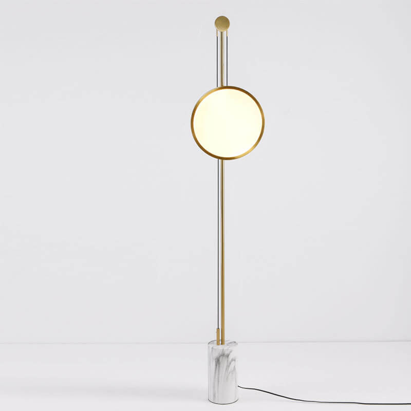 Europäische einfache runde Schirm Eisen Faux Marmorstruktur Basis LED Stehende Stehlampe 