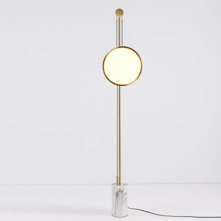 Europäische einfache runde Schirm Eisen Faux Marmorstruktur Basis LED Stehende Stehlampe 