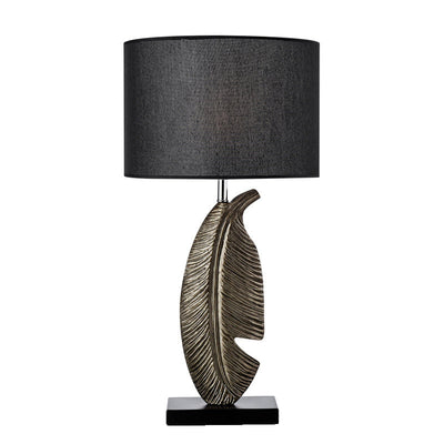 Modern Art Deco Leaf Resin Fabric Iron 1-Light Table Lamp For Living Room