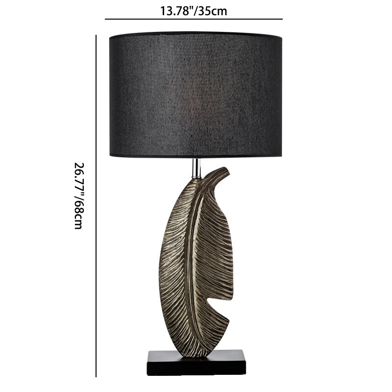 Modern Art Deco Leaf Resin Fabric Iron 1-Light Table Lamp For Living Room