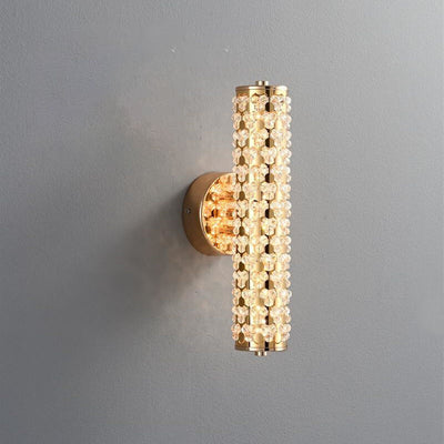 Light Luxury Crystal Beads Plated Cylindrical LED Wall Sconce Lamp