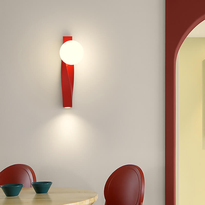 Applique Murale Sphère Longue 1-Lumière en Plastique Style Crème Minimaliste Nordique 
