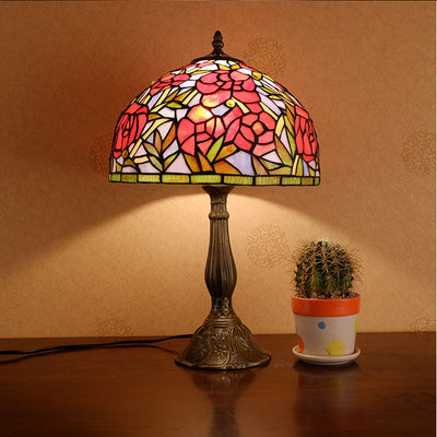 Tiffany Creative Romantic Resin Roses 1-Light Table Lamp