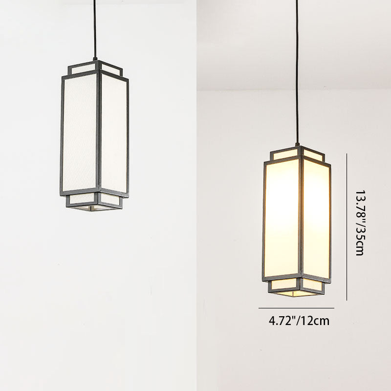 Traditionelle chinesische rechteckige Pendelleuchte aus Eisengewebe mit 1 Licht für Wohnzimmer 