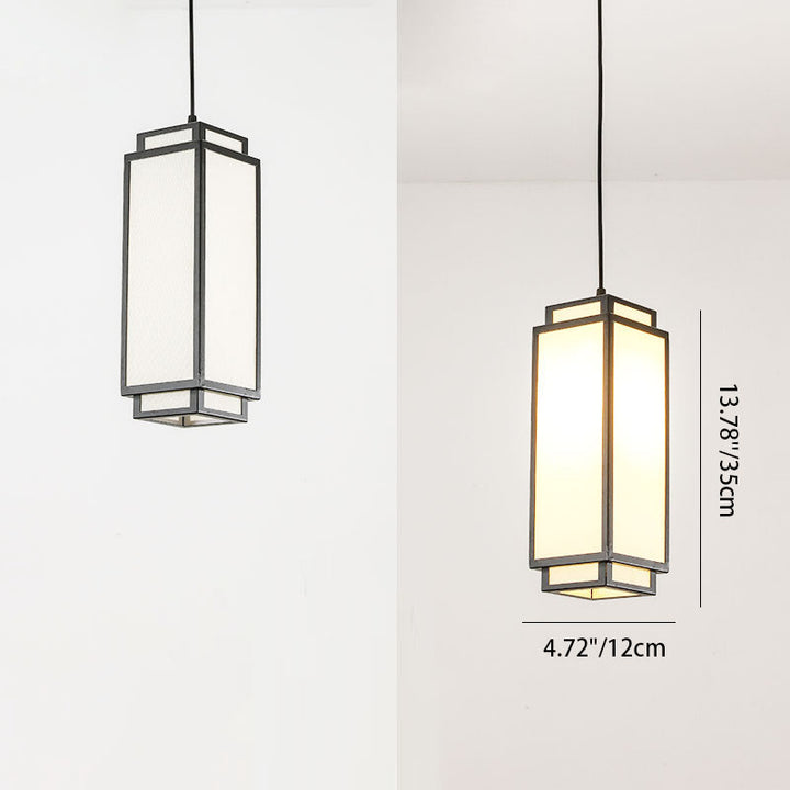 Traditionelle chinesische rechteckige Pendelleuchte aus Eisengewebe mit 1 Licht für Wohnzimmer 