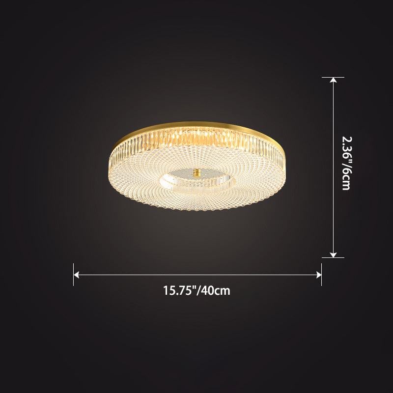 Zeitgenössische Luxus Runde Kupfer Acryl LED Unterputz Deckenleuchte für Wohnzimmer 