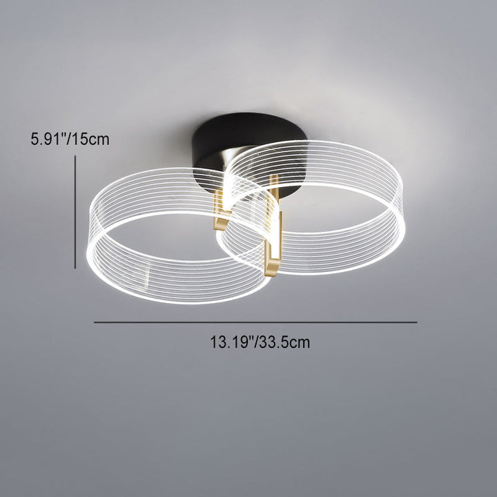 Moderno minimalista multi redondo de aluminio acrílico LED semi-empotrado luz de techo para sala de estar 