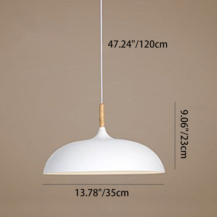 Lámpara colgante de cúpula redonda nórdica contemporánea de hierro de 1 luz para sala de estar 