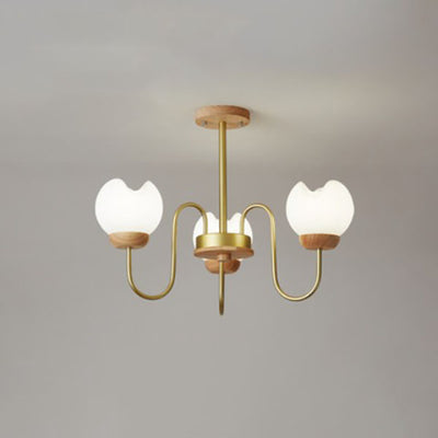 Lustre moderne mi-siècle floral en métal et en bois de caoutchouc rotomoulé 3/5/8 lumières pour salon 