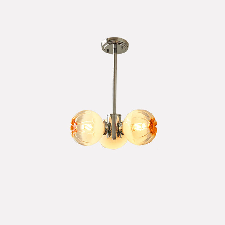 Zeitgenössischer Vintage Bud Metall Glas 3/4 Licht Kronleuchter für Wohnzimmer 