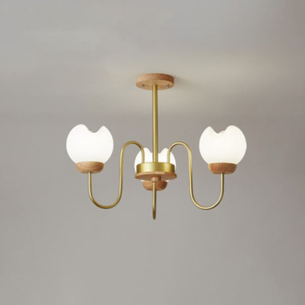 Modern Mid-Century Floral Metal Rubberwood Rotomolded 3/5/8 Light Chandelier For Living Room