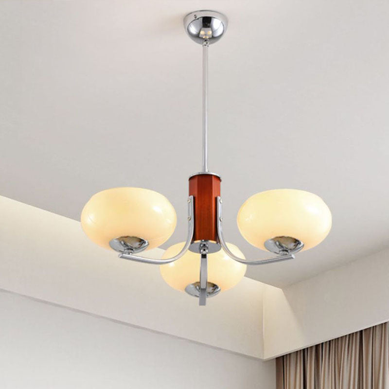 Traditional French Iron Glass Round Shape 3/6-Light Chandelier For Living Room