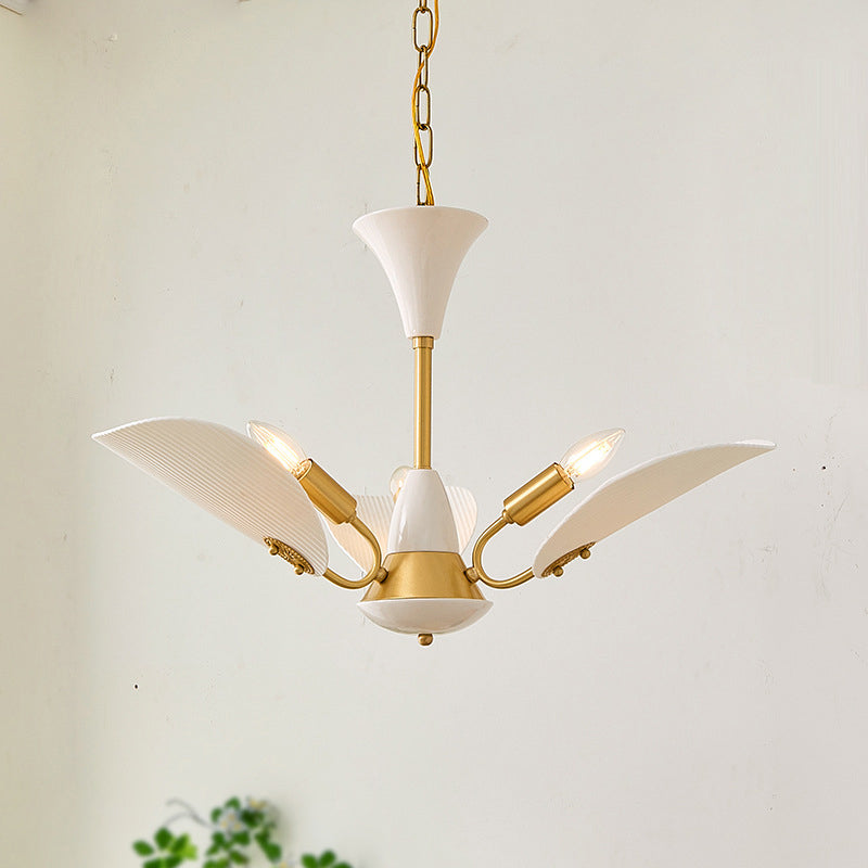 Chandelier traditionnel vintage rond en céramique cuivrée pour chips de pomme de terre 3/5 lumières pour salon 