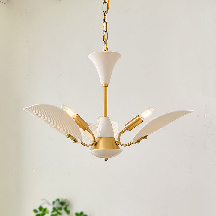 Chandelier traditionnel vintage rond en céramique cuivrée pour chips de pomme de terre 3/5 lumières pour salon 