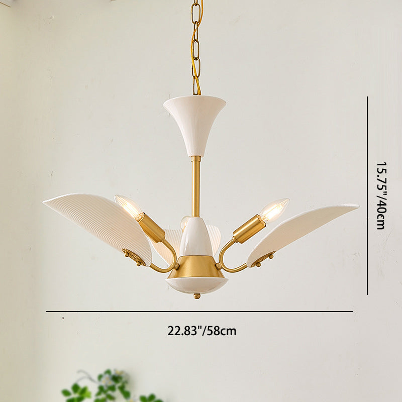 Chandelier traditionnel vintage rond en céramique cuivrée pour chips de pomme de terre 3/5 lumières pour salon 