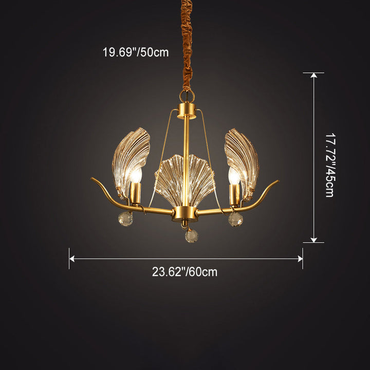 Zeitgenössische Luxus Ast Blatt Alle Kupfer Glas 3/6/8 Licht Kronleuchter Für Wohnzimmer 