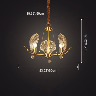 Zeitgenössische Luxus Ast Blatt Alle Kupfer Glas 3/6/8 Licht Kronleuchter Für Wohnzimmer 