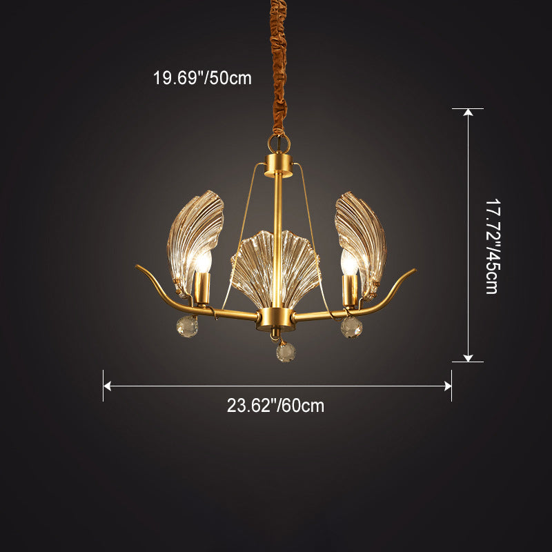 Zeitgenössische Luxus Ast Blatt Alle Kupfer Glas 3/6/8 Licht Kronleuchter Für Wohnzimmer 