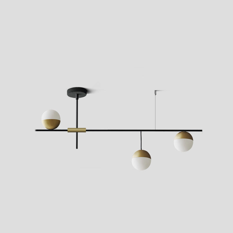 Moderne Mid-Century Fer Linéaire Verre Bulle Abat-jour 3/9-Lumière Îlot Lustre Pour Salle à Manger 