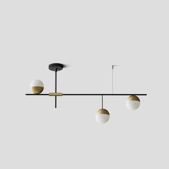 Moderne Mid-Century Fer Linéaire Verre Bulle Abat-jour 3/9-Lumière Îlot Lustre Pour Salle à Manger 