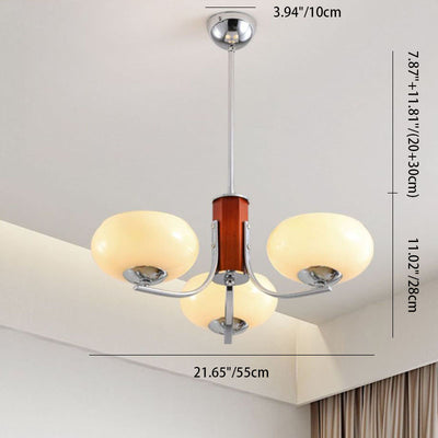 Traditional French Iron Glass Round Shape 3/6-Light Chandelier For Living Room