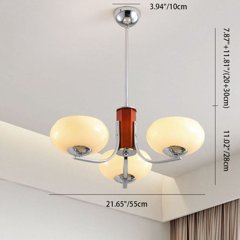 Traditional French Iron Glass Round Shape 3/6-Light Chandelier For Living Room