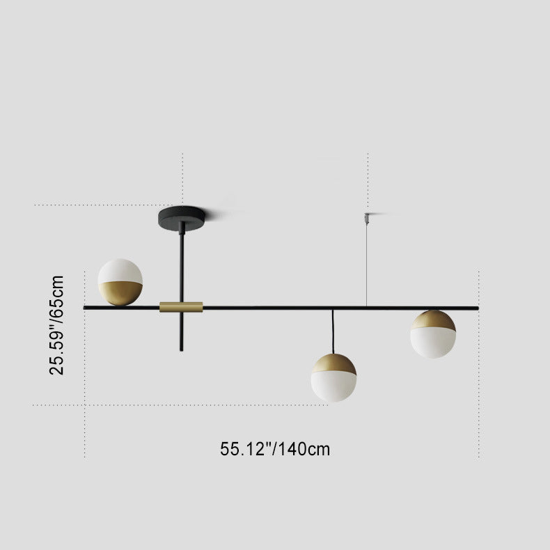 Moderne Mid-Century Fer Linéaire Verre Bulle Abat-jour 3/9-Lumière Îlot Lustre Pour Salle à Manger 
