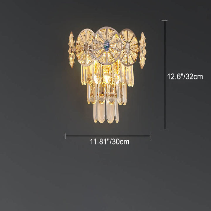 Modern Luxury Rhombus Crystal Shell 3-Light Wall Sconce Lamp For Bedroom