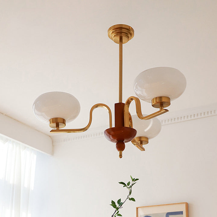 Chandeliers traditionnels vintage en métal et verre ovales ronds 3/5 lumières pour salon 