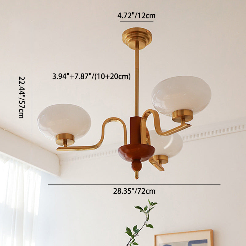 Traditional Vintage Metal Glass Oval Round 3/5 Light Chandeliers For Living Room