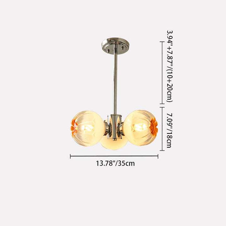 Zeitgenössischer Vintage Bud Metall Glas 3/4 Licht Kronleuchter für Wohnzimmer 