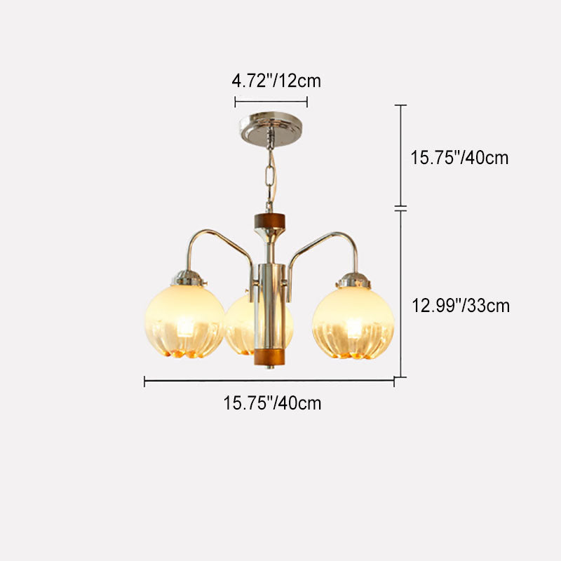 Zeitgenössischer Vintage Pod Eisenglas 3/4/5 Licht Kronleuchter für Wohnzimmer 