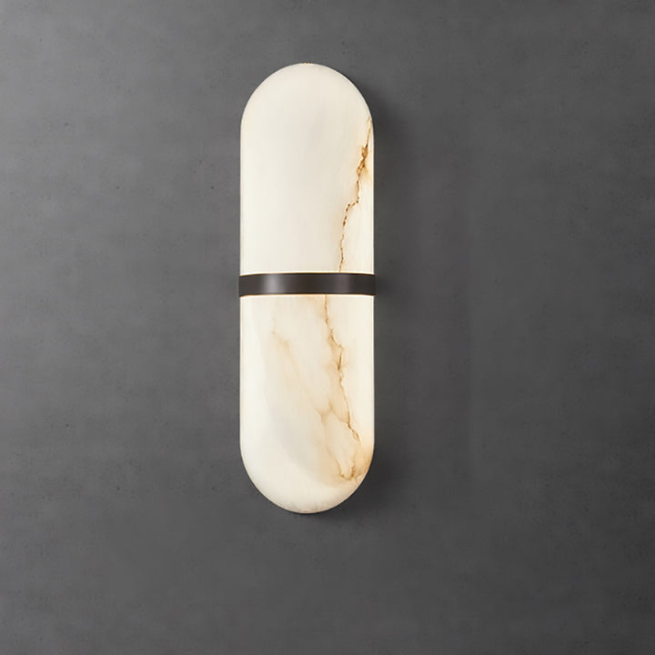 Traditional Chinese Marble Copper Cylinder LED Wall Sconce Lamp For Living Room