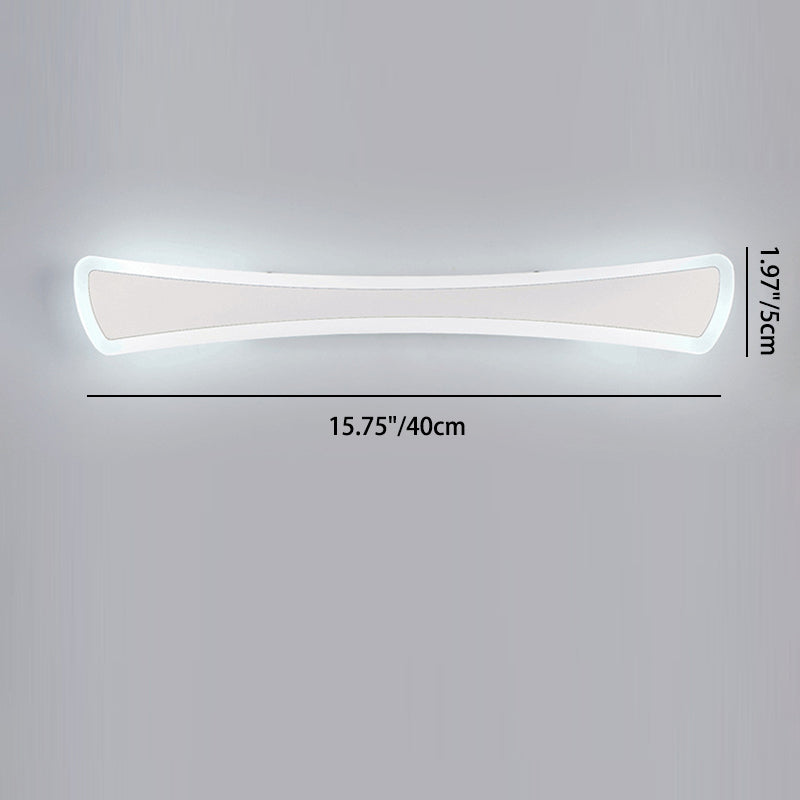 Lampe murale contemporaine scandinave en acrylique LED avec rectangle à longue courbe pour miroir, pour salle de bain 