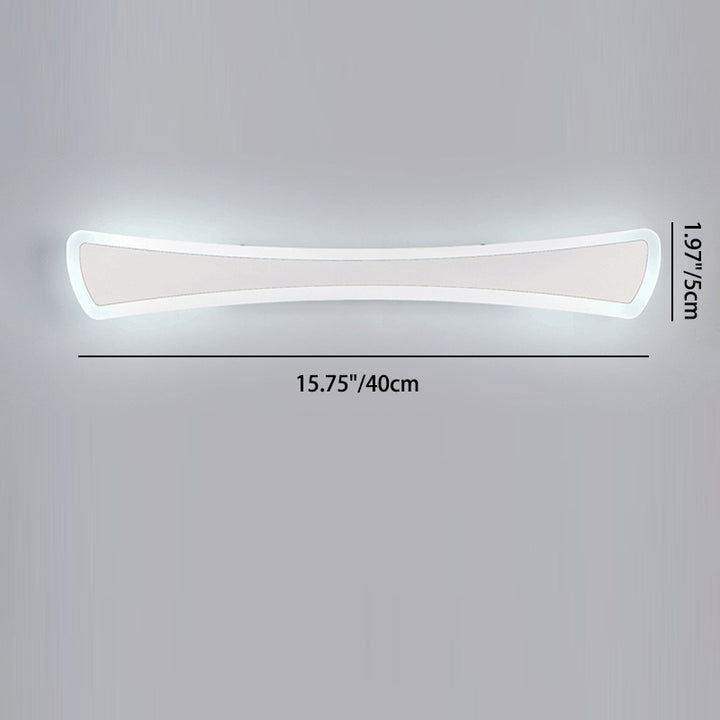Zeitgenössische skandinavische lange Kurve Rechteck Hardware Acryl LED Eitelkeit Licht Spiegel Front Wandleuchte Lampe für Badezimmer 