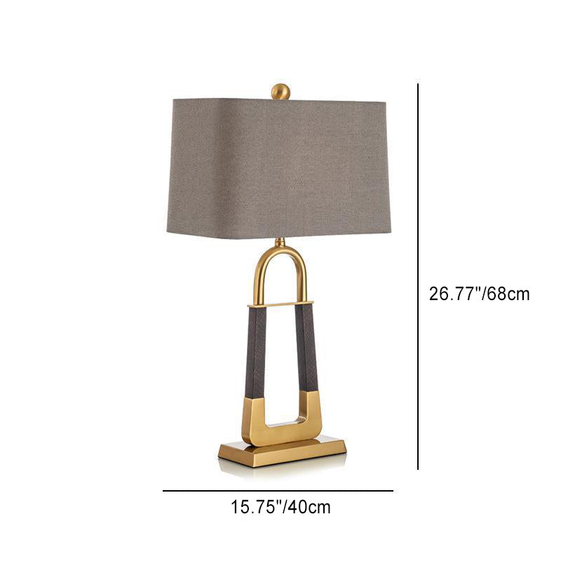Moderne minimalistische Dreieck Rechteck Hardware Stoff 1-Licht Tischlampe für Schlafzimmer 