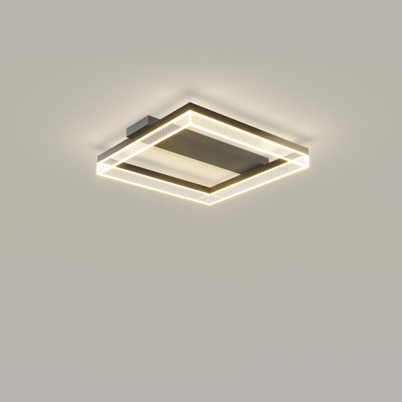 Moderne minimalistische Aluminium Eisen Acryl quadratische rechteckige LED Unterputz Deckenleuchte für Wohnzimmer 