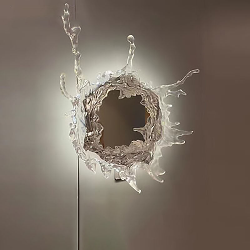 مصباح حائط LED بتصميم حديث من الفولاذ المقاوم للصدأ والأكريليك بشكل رذاذ الماء 