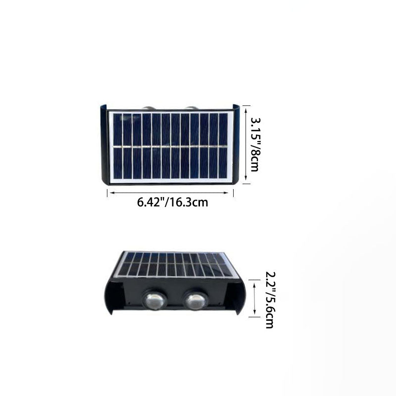 مصباح حائطي LED مستطيل مقاوم للماء من ABS PMMA بتصميم عصري بسيط للطاقة الشمسية للفناء الخارجي 